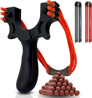Black Matte Slingshot - Heavy-Duty, Lightweight, and Powerful Sling Shot for Adu