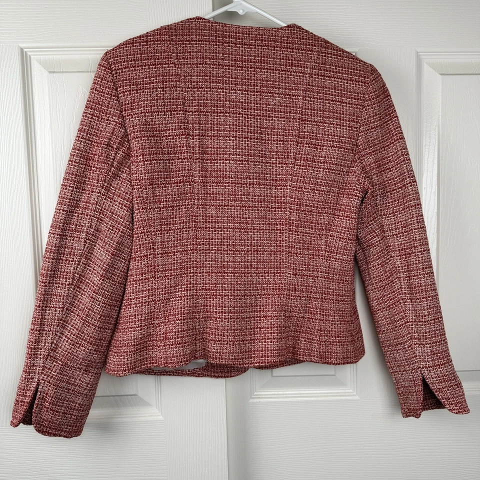 Blazer Laura Scott Rojo Seda Mezcla Lino Talla 10 Foto 3 de 4