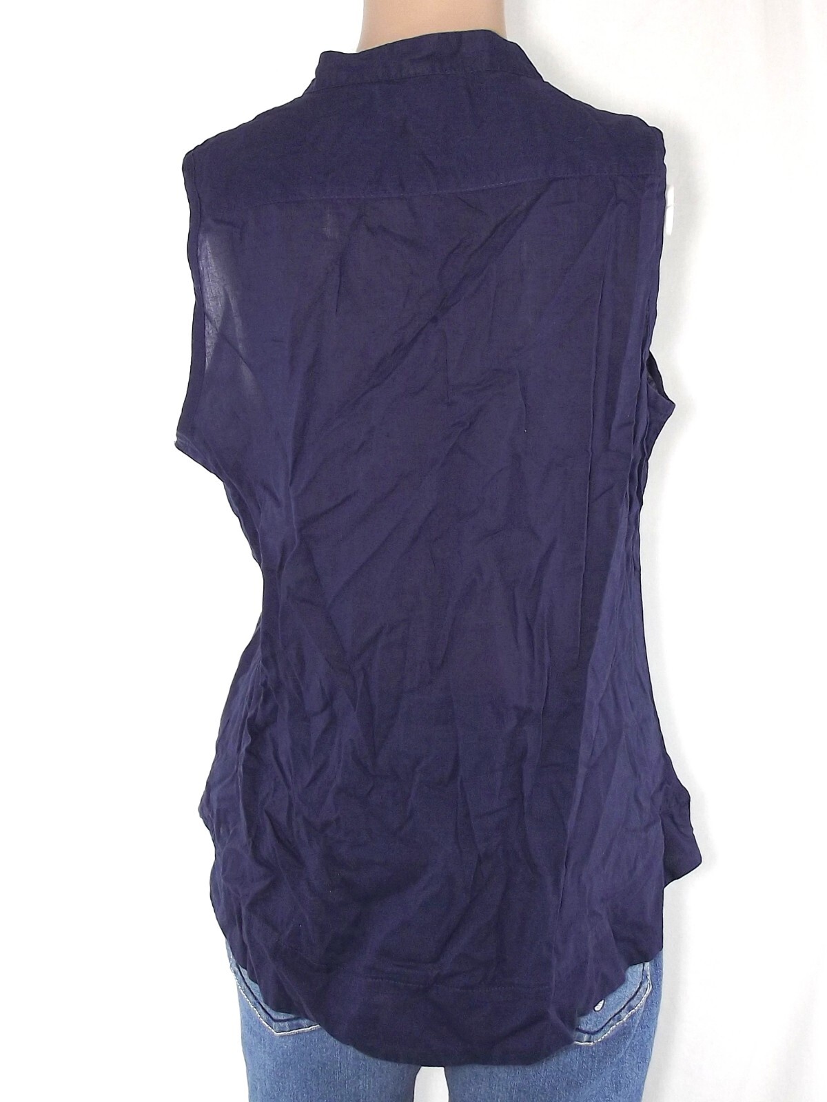 Camicia Conbipel donna blu taglia L cotone top smanicato bottoni smanicato image 2