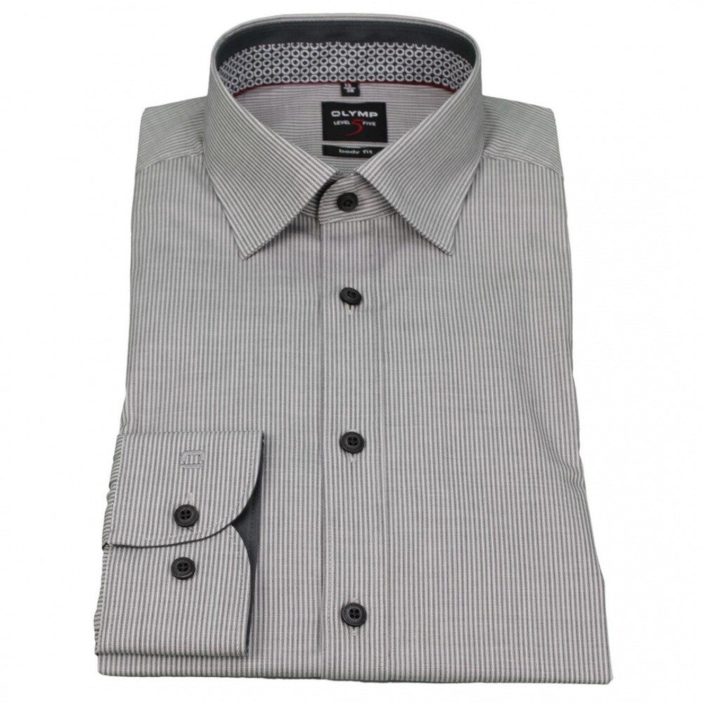 Olymp Men Body Fit Shirt Level 5 Gray Striped 2003 84 68