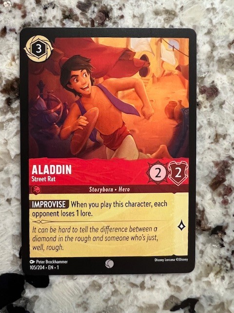 DISNEY LORCANA THE FIRST CHAPTER NON FOIL COMMON CARD ALADDIN 105/204