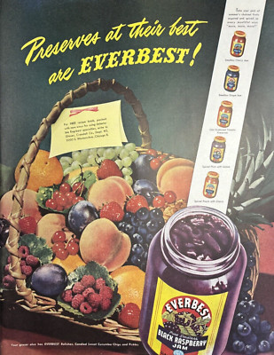 1948 Everbest Black Raspberry Jam Glaser Crandell Co Chicago IL VTG Print Ad