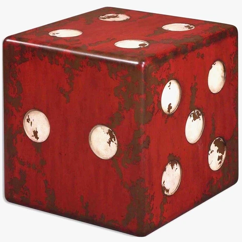 Red Dice Accent End Tables Side Seat Game Room Gambling Craps Casino 24168 - Picture 1 of 5