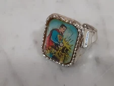 VTG SUPERMAN BREAKING ANVIL FLICKER RING VARI-VUE 1960S DC COMICS HTF