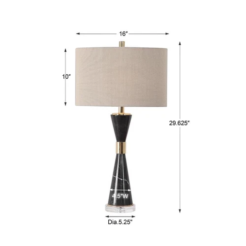 Uttermost Alastair Mid-Century Steel Marble & Fabric Table Lamp in Black - Picture 8 of 8