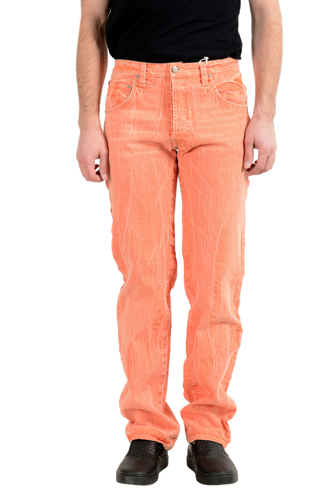 Джинсы Gianfranco Ferre GF мужские из потертых оранжевых джинсов с 5 карманами, размер US 34-48