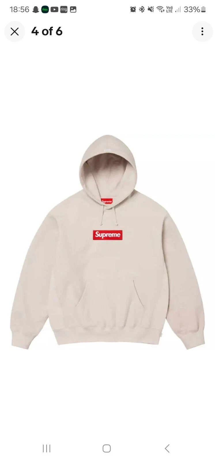 Sweat à capuche logo Supreme Box blanc pierre FW24 taille S