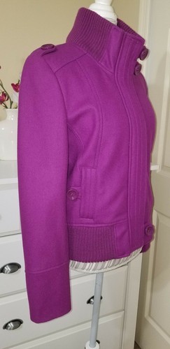 NWOT ROUTE 66 Womens Fuchsia Wool Blend Bomber Zip Jacket Coat Sz. M - Picture 4 of 12