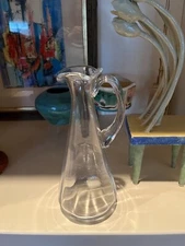 William Yeoward 11 inch glass pitcher 3 spouts narrow neck