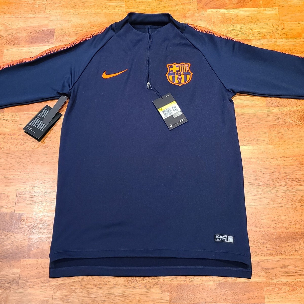New! Nike FC Barcelona 1/4 Zip Soccer Training Top Pullover