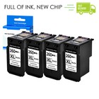 4Pk Pg-260Xl Black Ink Cartridge For Canon Pixma Ts5320 Ts6420 Tr7020 Printer