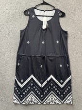 Saukole Dress Womens L Black Sleeveless Tie Pockets Round Neck