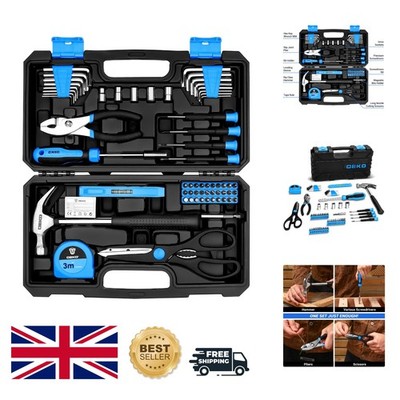 62-teiliges Heimwerker-Werkzeugset für Hausreparaturen & Handwerk - tragbares & ergonomisches blaues Set