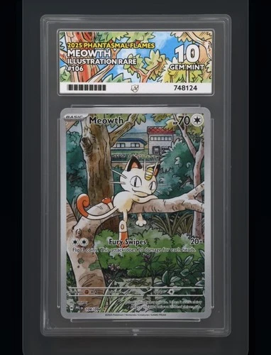 ACE 10! Meowth (106/094) Phantasmal Flames Illustration Rare. Perfect Subgrades