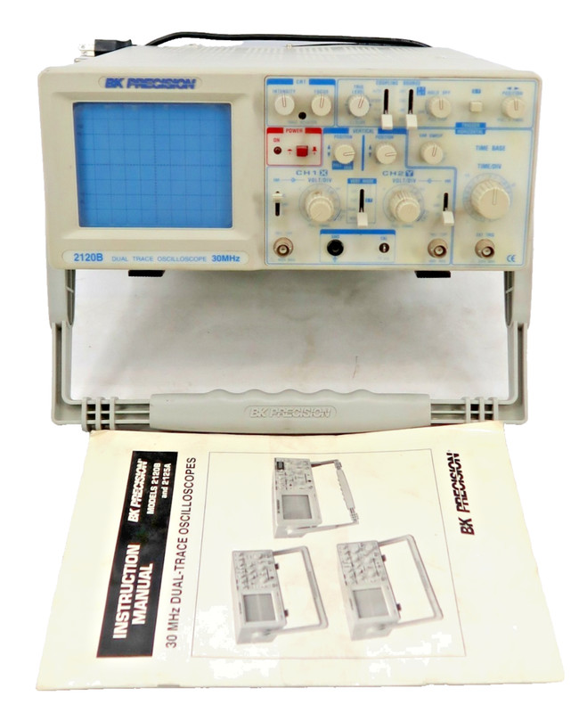 B&K Precision 2120B Dual Trace Analog Oscilloscope with Manual ~ Powers On ~ P/R