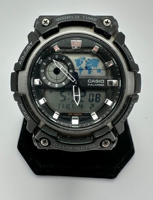 CASIO World Time 'lluminator' 46mm Digital, Black; Ref: AEQ-200W, Fast Shipping!