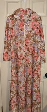 Vintage 50s 60s Kayser Peach Floral Tropical Robe Xl Zip Long Sleeve Pockets