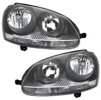 Scheinwerfer Set FüR VW Golf 5 03-09 + GTI + Jetta In Schwarz H7 H7 Halogen LWR