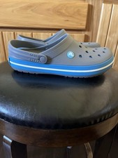Crocs Unisex Crocband II Clogs, Grey/Blue, Men's 9 / Women's 11