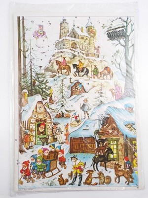 Alter Adventskalender West Germany Wichtel Burg Lebkuchenhaus 391 um 1980