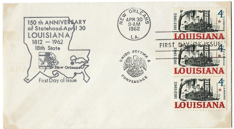 7 '62 FDCs Louisiana, Homestead, Girl Scouts, McMahon, Apprentice, Edu. Homer