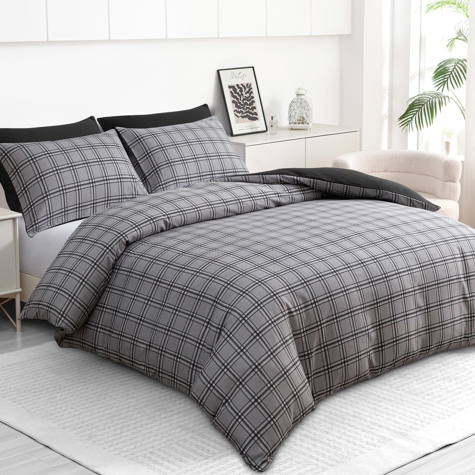 Grace Double Duvet Set Premium Brushed Microfiber Luxury Bedding Set | Premium Microfiber Fabric, Wrinkle Resistant, Double (200 x 200 cm), Zipper Closure, Machine Washable, OEKO-TEX Certified - Image 2