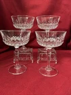 Vintage Anchor Hocking Legacy Champagne Coupe Glasses Diamond Cut Stemware Set 4