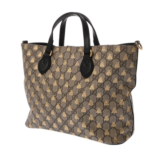 GUCCI Bee 2-Way Handbag 473887 beige/ebony/black Women Tote Bag