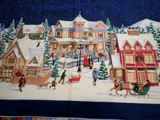 Springs Daisy Kingdom #1643 "Antique Village Border" Christmas Fabric Panels