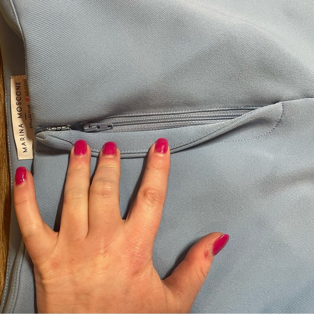 light blue Marina Moscone Wide Leg Trousers image 8