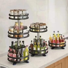 2 Tier Rotating Spice Rack Organizer Lazy Susan Kitchen Cabinet Storage