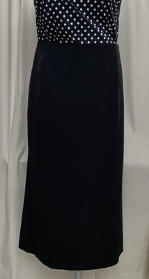 Pantology Black Straight Midi Skirt-Poly Rayon Spandex Blend-Back Zip-8 Regular