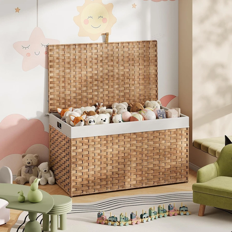 Cesta de almacenamiento 160L capacidad cesta de mimbre tejida a mano manta cesta de almacenamiento Foto 2 de 4