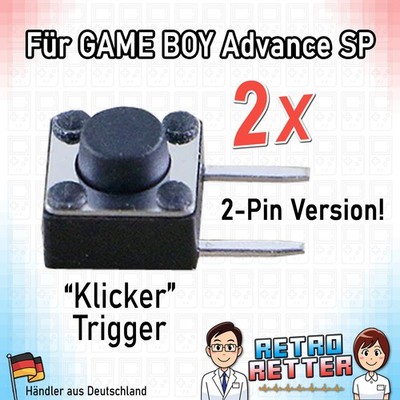 2x Klicker Schultertasten Trigger für GBA GameBoy Advance SP L+R Tasten 2 Pin