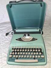 Vintage Remington Streamliner Sperry Rand Portable Manual Typewriter w/Case Aqua thumbnail