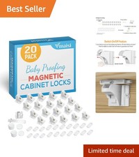 Strong Magnetic Cabinet Locks for Baby Proofing - 20 Locks  2 Keys Included
