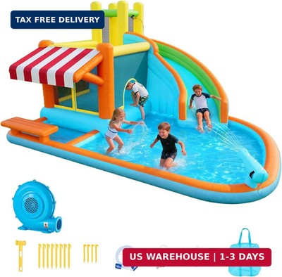VEVOR Inflatable Pretend Market Bounce House with Blower Large 6-in-1 Kids Water