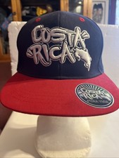 Costa Rica Pura Vida Snapback Hat OSFA Black/Blue, Red Tropical Cap