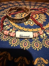 Hannah Personalized Bracelet Set Boho Kiln Fired Hippie Indie Name Leather