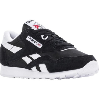 Reebok Classic Nylon Suede Running Shoes Black White Women's Size 9 Sneakers