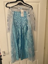 BNWT Frozen Elsa Blue Dress With Detachable Cape Size 7-8 Years