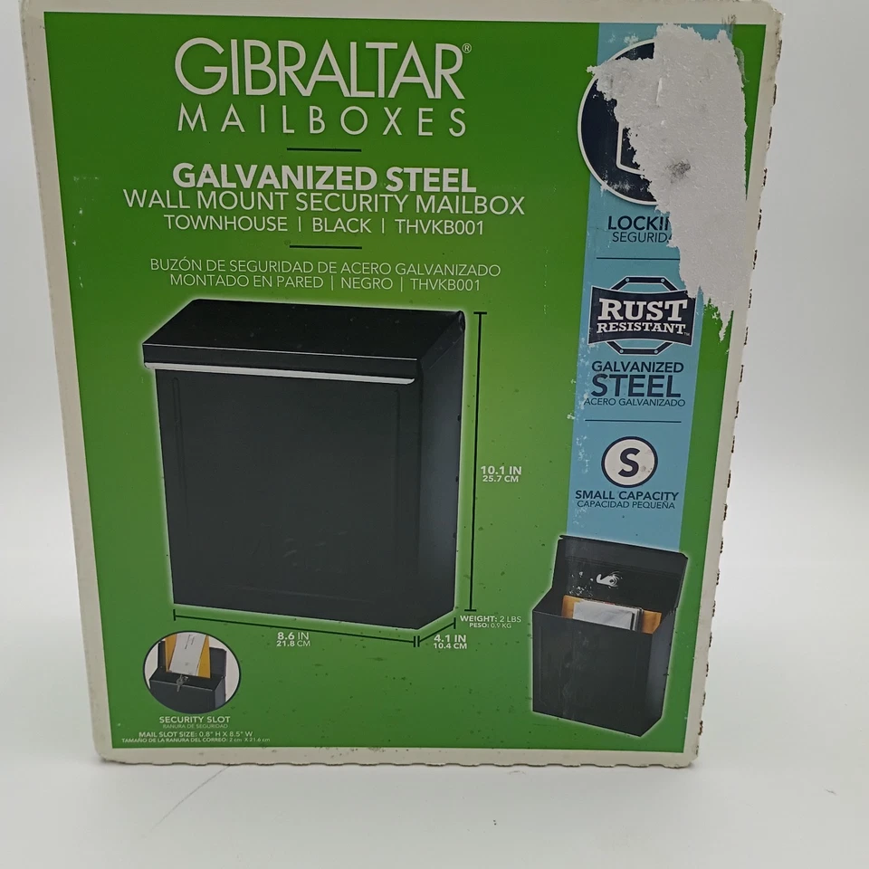 Gibraltar Vertical Galvanized Steel Wall-Mounted Black Lockable Mailbox USA - Image 4 of 4