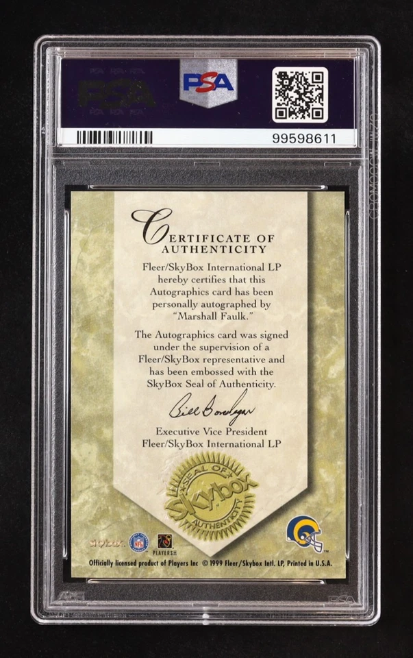 Marshall Faulk 1999 SkyBox Premium Autographics #28 (PSA 7) Foto 2 de 2