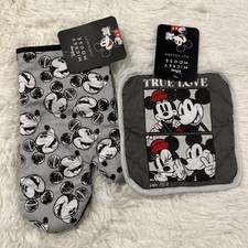 Disney Mickey Minnie Pot holder Oven mit set NWT gray 100 cotton