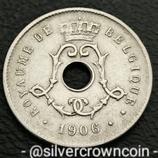 Belgium 🇧🇪 BELGIQUE 5 Centimes 1906. KM#54. Holed Five Cents coin. French Lgnd