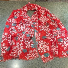 Festive Red Snowflake Scarf 70x20