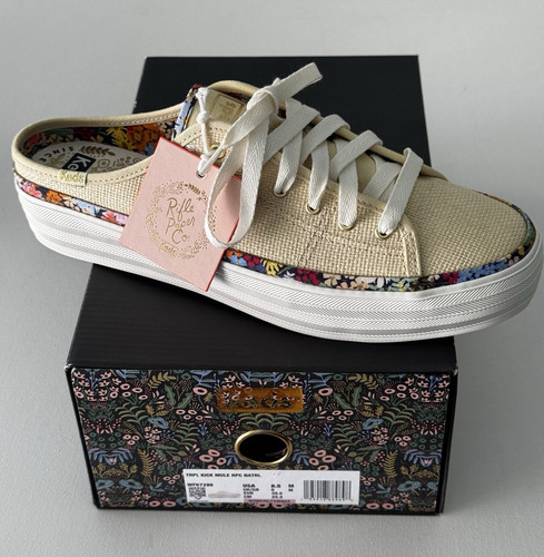 Tenis para mujer KEDS X Rifle Paper Co TRPL KICK MULE NATRL beige con adornos florales 8,5 - Imagen 1 de 12