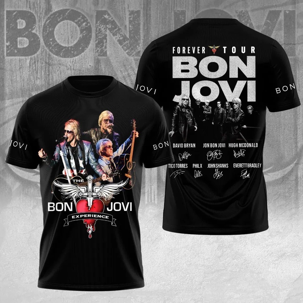 Bon Jovi Forever Tour 2026 3D T-Shirt Adults All sizes S to 6Xl