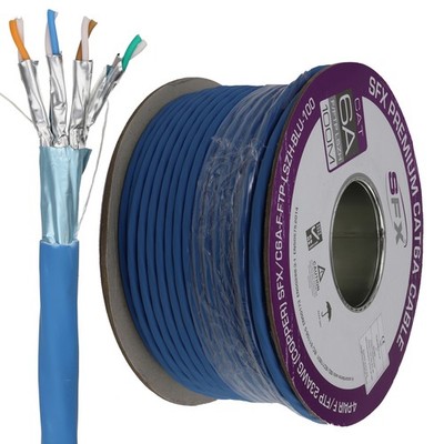 SFX Cat6a F/FTP LSZH ECA 10GIG Netzwerk Kupfer Ethernet LAN Kabel Rolle 100m blau