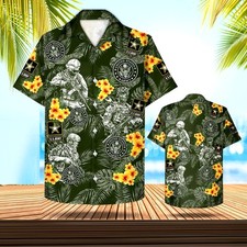 Floral Tropical Us Army Hawaiian Shirt For Military Veteran Gift Size S 5XL
